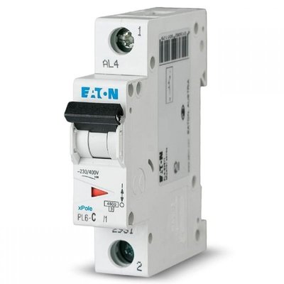 Автомат 6А 1P 6кА Eaton-Moeller PL6-C6/1 xPole (286530) Автоматичний вимикач 1 полюс, тип C 286530 фото
